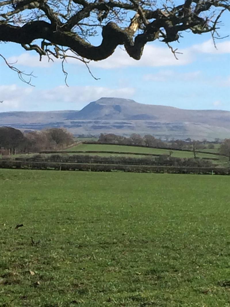 Views of the Lancashire countryside with Pendle Hill in the distance