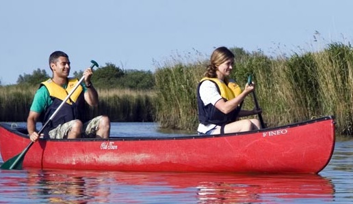 Canoeing along the river