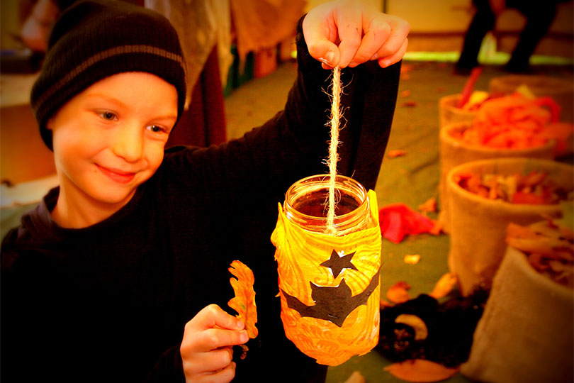 Child with halloween lantern