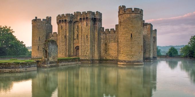 Bodiam Castle situated on a lake