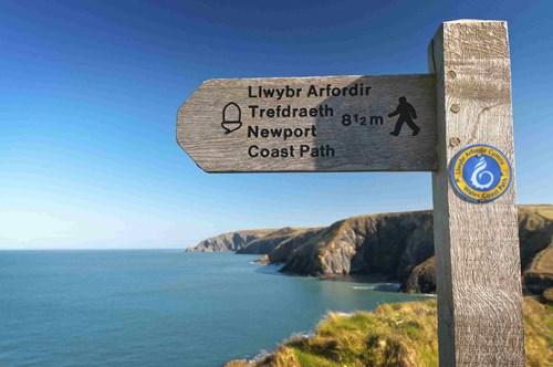 Signpost for the Newport Coastal Path