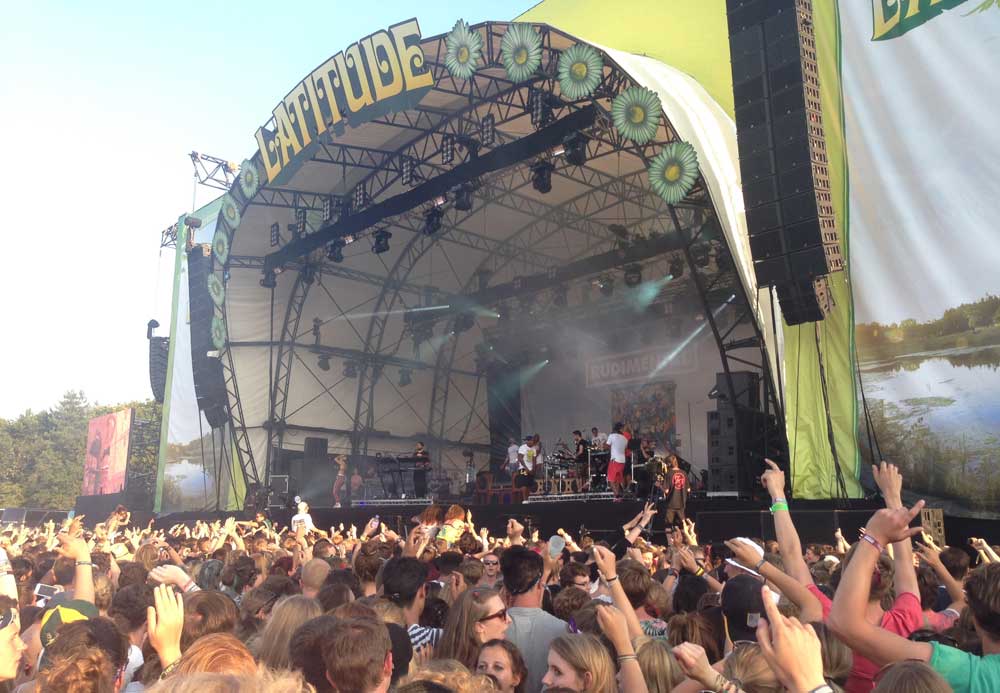 Music stage surrounded by fans at the Latitude Festival
