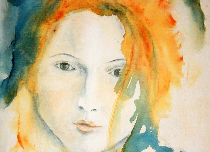 Watercolour painting of woman's face