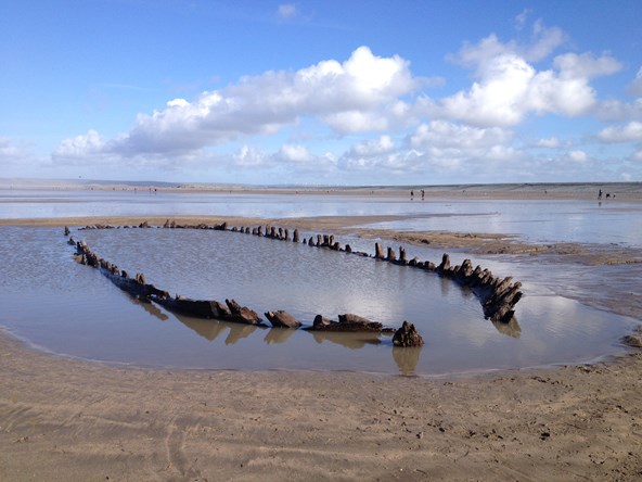 Old shipwreck on Westward Ho beach