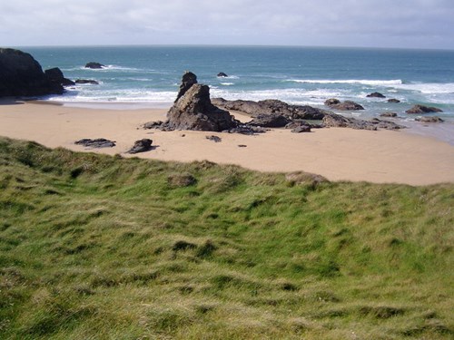 Low tide at Porthcothan beach Cornwall