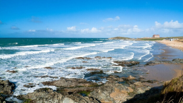 Newquay beach in Cornwall, UK