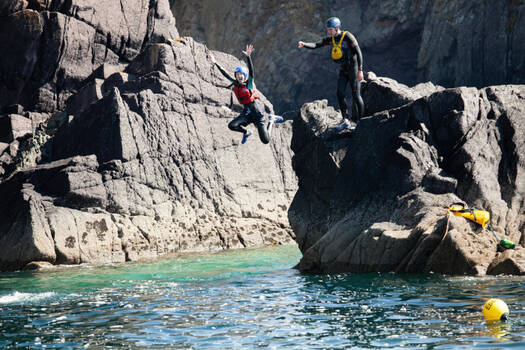 People coasteering in Pembrokeshire