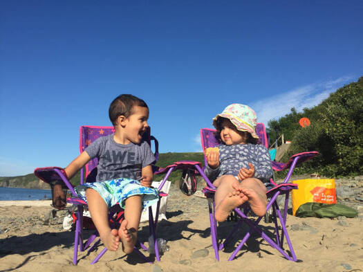 Two children at the beach