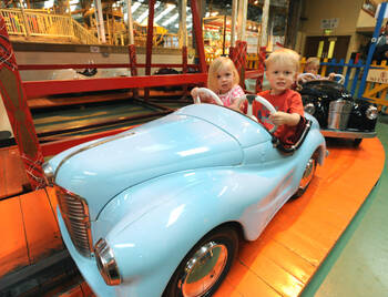 Kids in a toy car