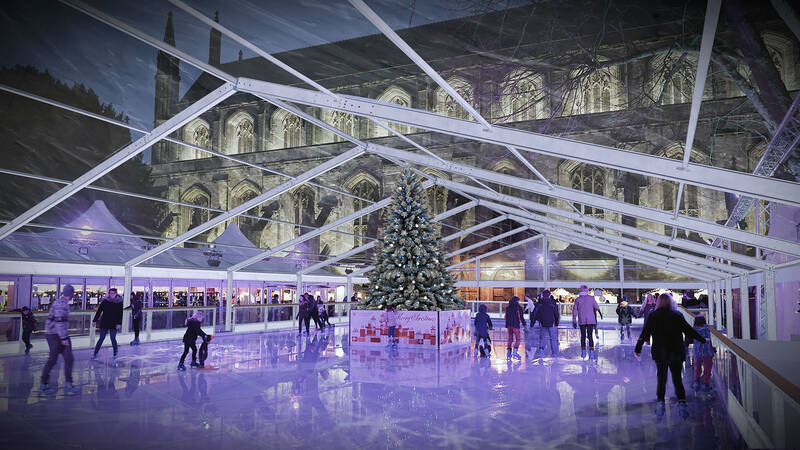 Ice skating at the Winchester Cathedral Christmas Market