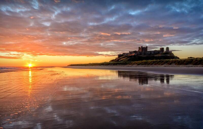 Bamburgh beach in Northumberland