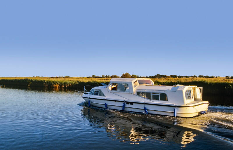 Boat sailing on the river