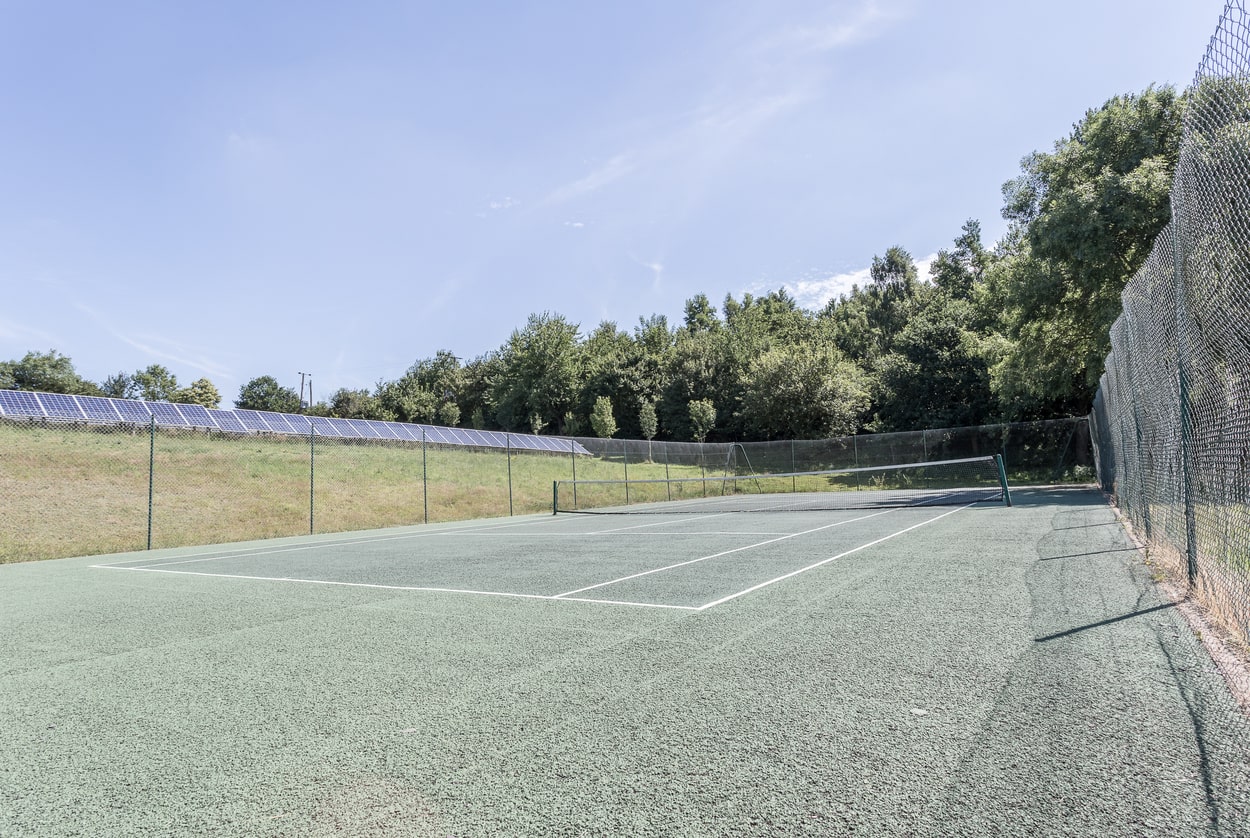 Outdoor tennis court on a sunny day