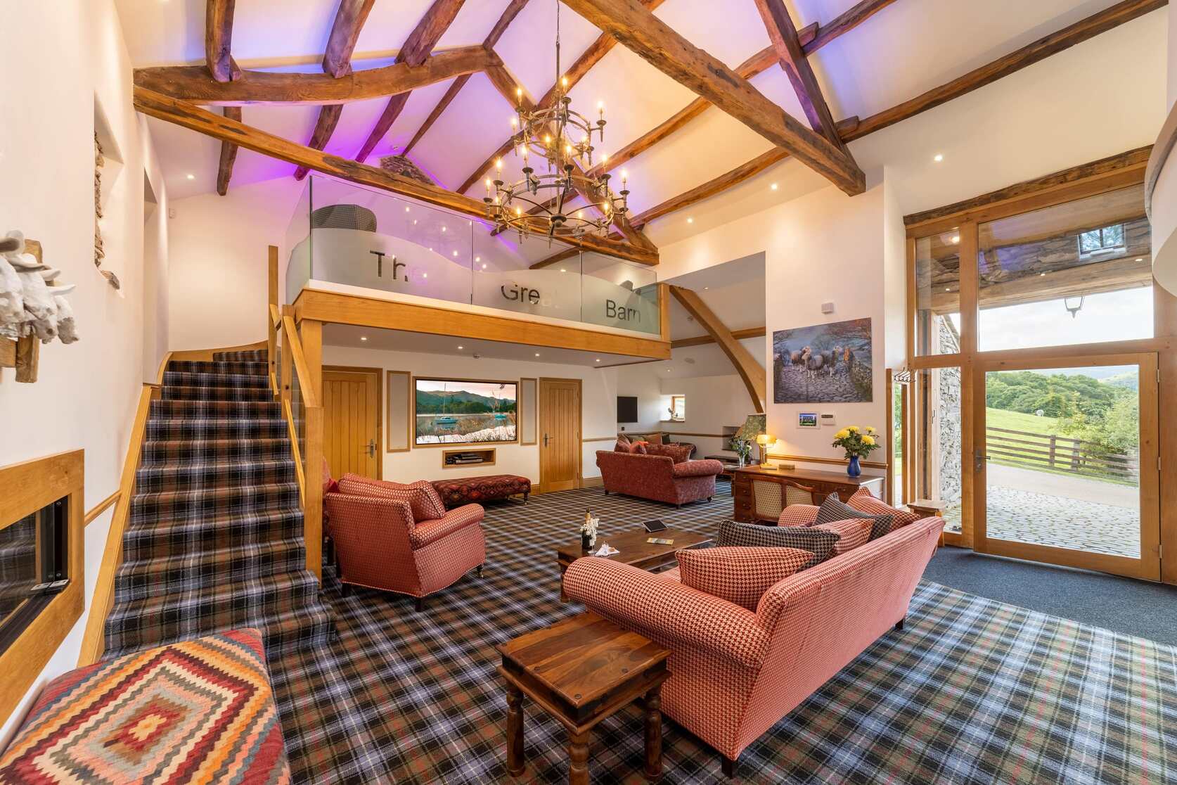 Big living area inside a luxury holiday cottage