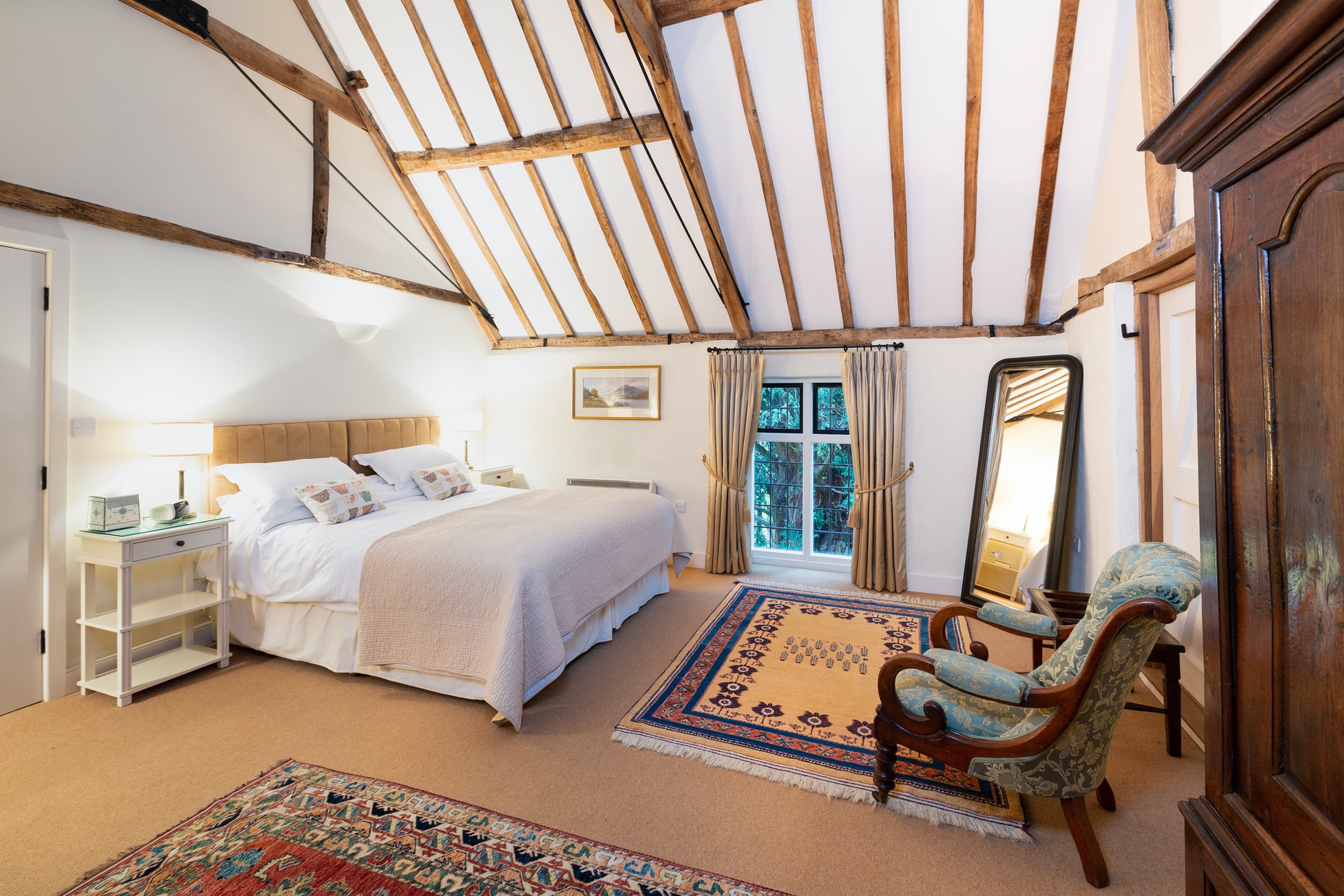 Bedroom with oak beams