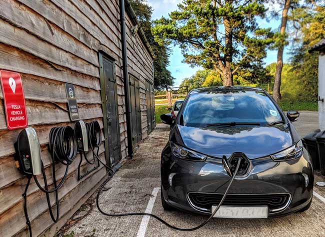 Electric Vehicle charging at Kernock Cottages, Cornwall