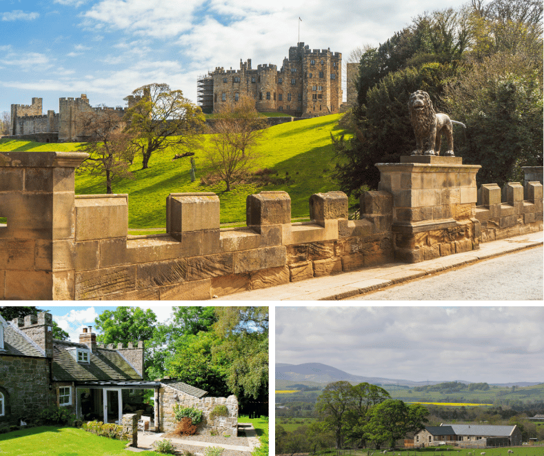 Alnwick castle with some nearby luxury cottages