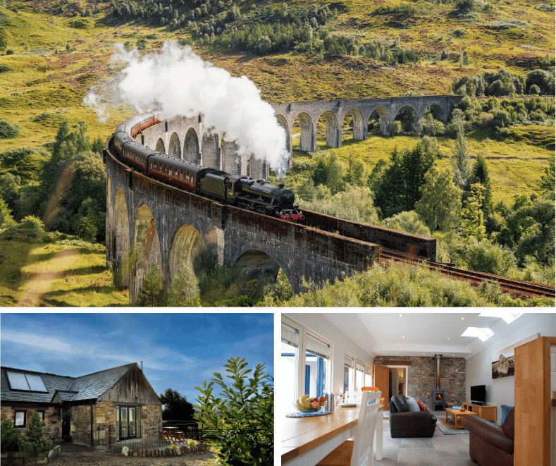 Harry Potter train and nearby cottages