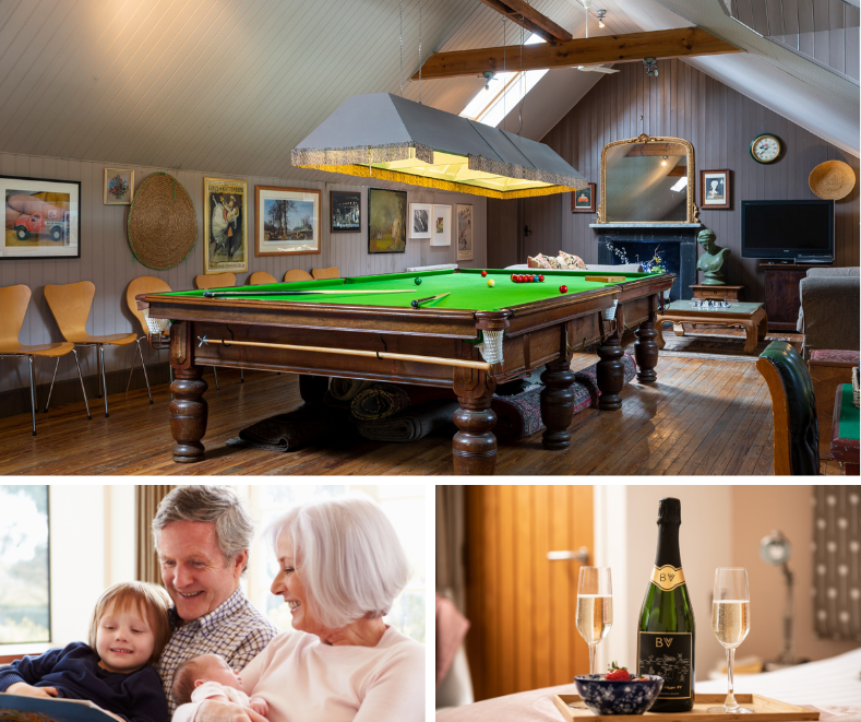 Family cottage including games room or romantic champagne